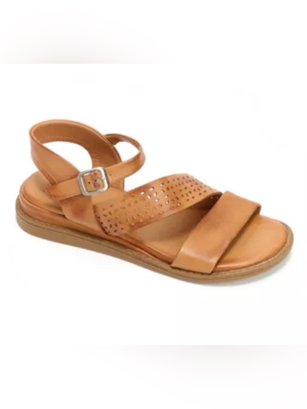 NEW Miz Mooz Women Sz 11 Leather Adjustable Low Wedge Sandals Brown Hazel Brandy - Picture 1 of 6